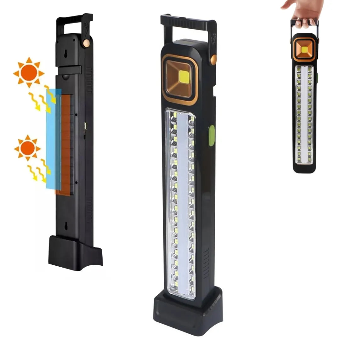 Linterna Solar Emergencia multifuncional (Panel solar + Cargador Celular + LED Potente)