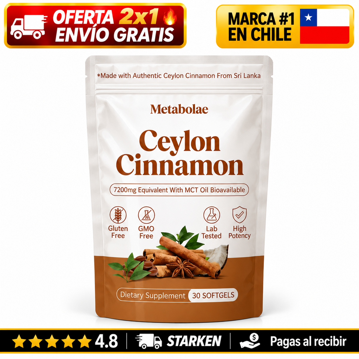 Canela de Ceylán Auténtica · Bienestar Metabólico · 40+